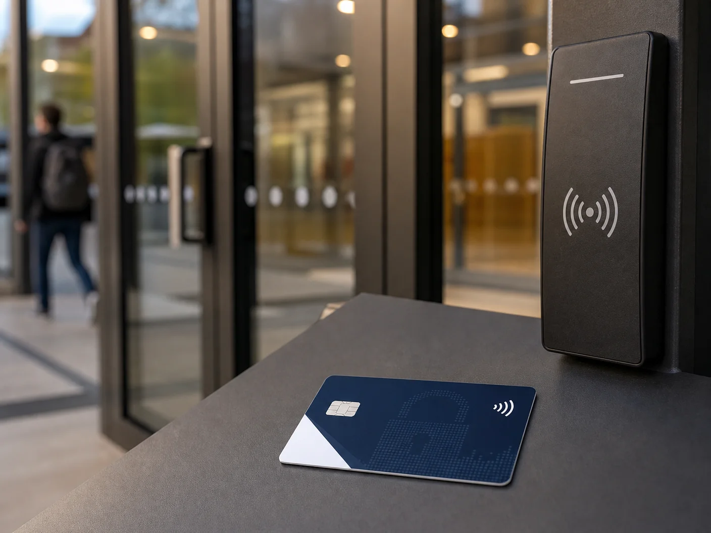 Credencial RFID presentada ante un lector de control de acceso